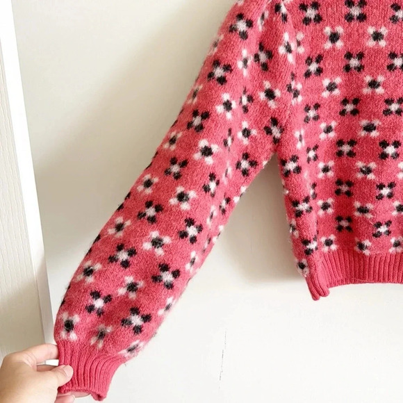 Shrimps Hannie floral geometric knit balloon sleeve jumper sweater size XS - Picture 5 of 8